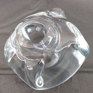 Art Glass Candle Holder Hand Blown Vintage Clear Glass